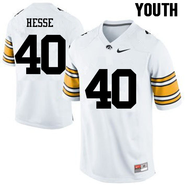 Youth Iowa Hawkeyes #40 Parker Hesse College Football Jerseys-White